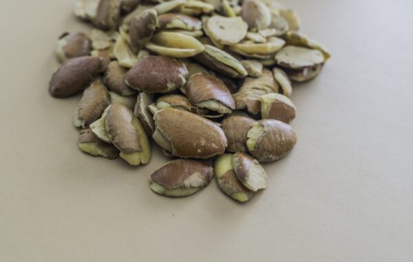 A pile of nuts sitting on top of a table.