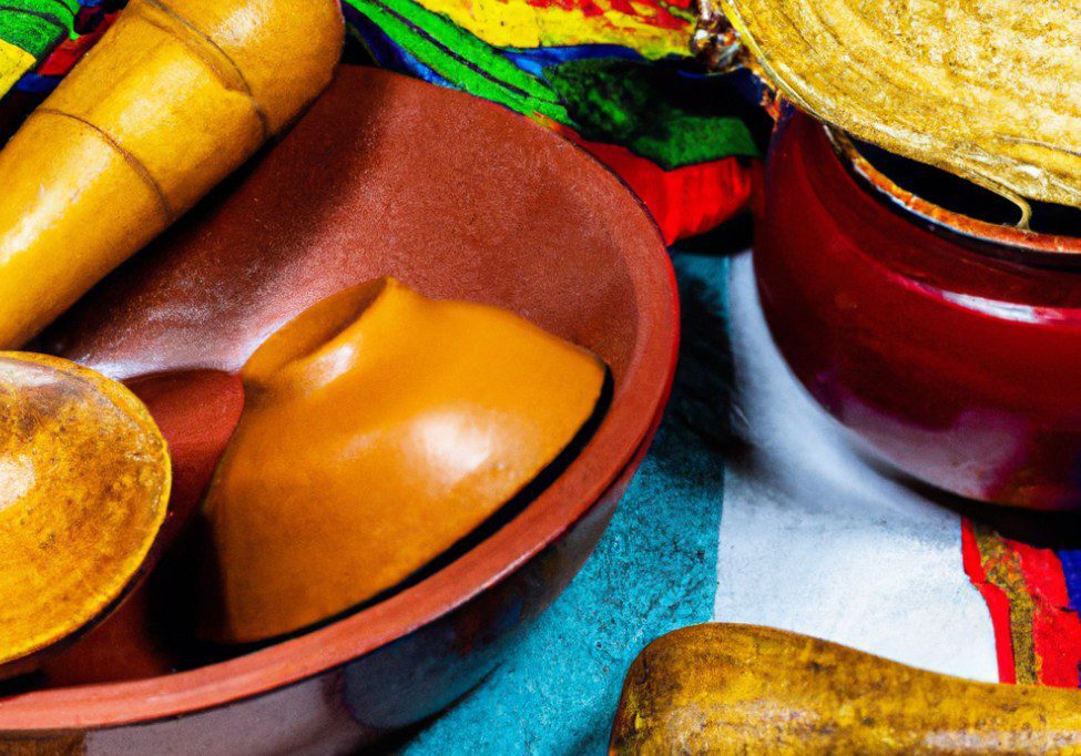 A bowl of fruit and some other items on the table.